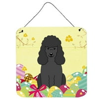 Caroline's Treasures BB6071DS66 Easter Eggs Poodle Black Wall or Door Hanging Prints, 6x6, multicolor