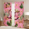 thumbnail image 2 of jejeloiu Western Cowgirl Boots Black Out Curtains,Retro Rustic Flowers Curtains Pack of 2 (42x63 Each),Tropical Desert Plant Cactus Bedroom Curtains For Girls Kids,Luxury Bedroom Decor, 2 of 6