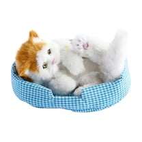 Cat Plushies Toy Cat, Furry Stuffed Animal Toy with Realistic Meowing, Cat Figures Toys, Kitty Interactive Plush Companion New Year Birthday Gift for Kids Boys Girls Home Office Decor