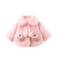 thumbnail image 2 of Toddler Girls Cloak Jacket Fall Winter 0-3 Years Little Girls Fleece Lightweight Hooded Cute Coat Pink 18-24 Months, 2 of 3