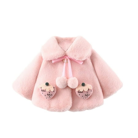 

Kids Jackets for Girls Boys Toddler Baby Winter Bow Thicken Warm Outerwear Jacket Fruit Coat Cloak