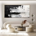 thumbnail image 3 of Oversized black and white canvas painting, black minimalist canvas wall art, 3D grey wall decor, modern living room art,(122*244cm)48*96 Inches,Unstretched,Frameless, 3 of 4