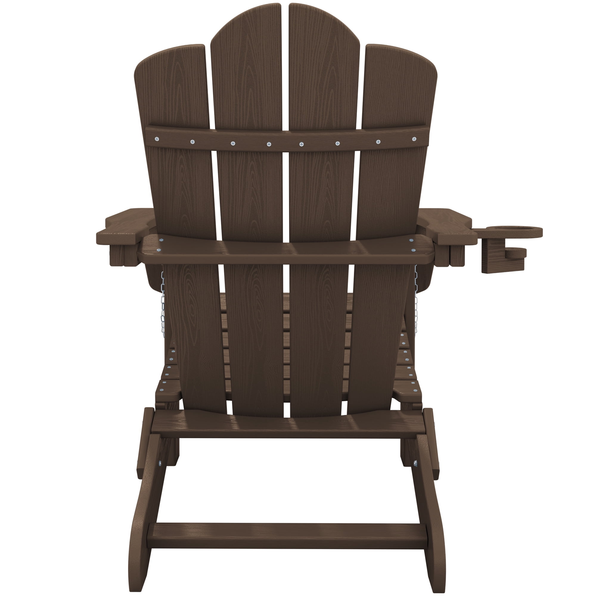 KINGYES Folding Adirondack Chair with Cup Holder, HDPE All-Weather Folding Adirondack Chair, Fir Pit Chairs for Patio Garden Backyard