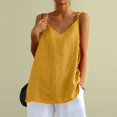 thumbnail image 3 of Linen Tank Tops for Women V Neck Spaghetti Strap Camisole Causal Sleeveless Gauze Blouse Summer Flowy Cami Shirt,Yellow ,L, 3 of 8