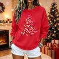 thumbnail image 5 of HOMBOM Womens Christmas Sweatshirt Crewneck Long Sleeve No Hood Christmas Tree Print Pullover Lightweight Loose Casual Fall Winter Tops, 5 of 6