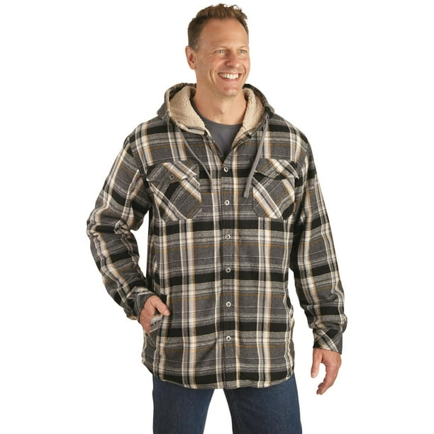 Guide Gear Westerly Mens Sherpa Fleece Lined Plaid Flannel Shirt Jacket