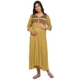 thumbnail image 1 of Moomaya Robe Longue Maxi de Maternité pour Femmes en Rayonne Slub Brodée à Col Rond, 1 of 1
