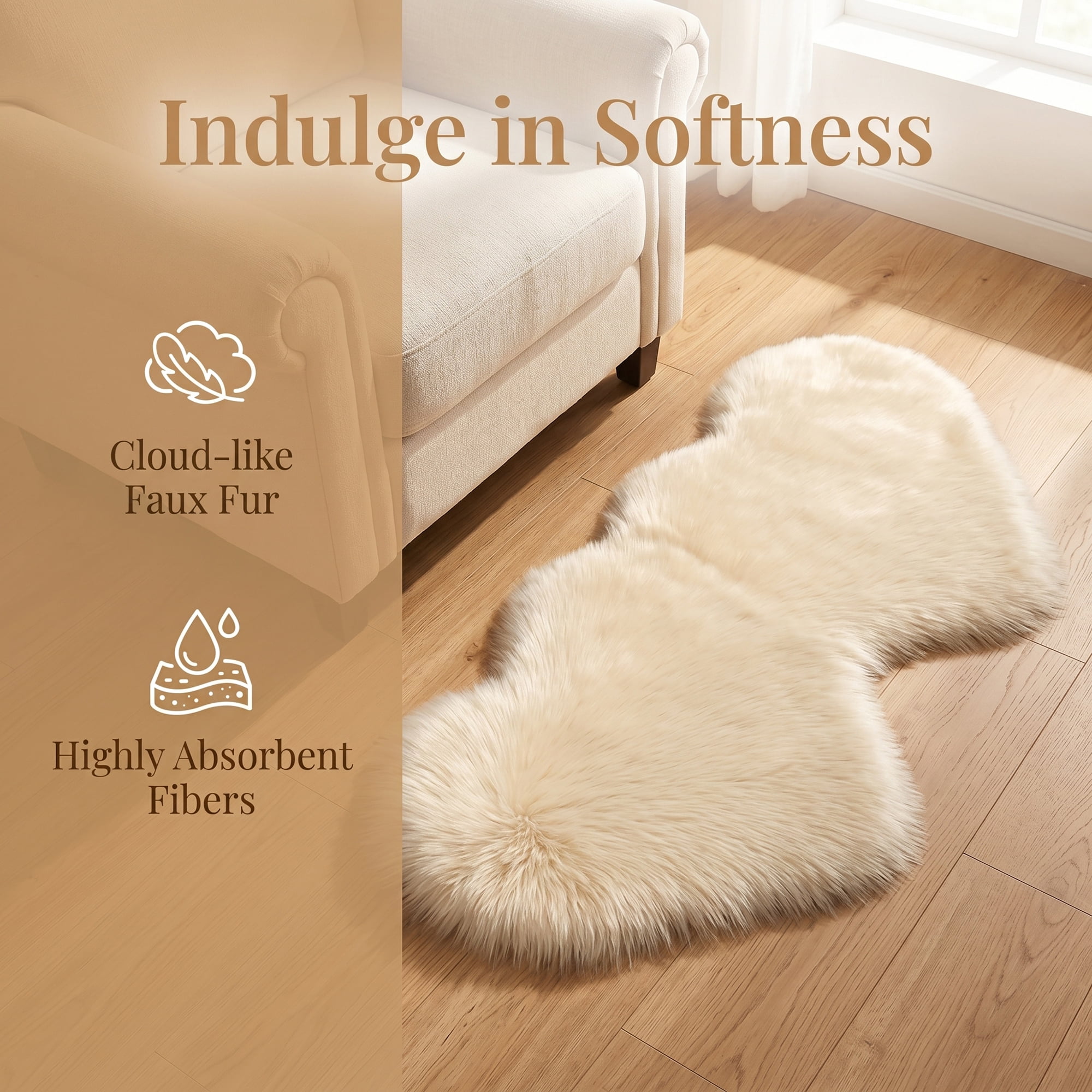 Unique Bargains Soft Fluffy Non Slip Narrow Fuzzy Shaggy Area Rug 28" x 14" Beige Yellow