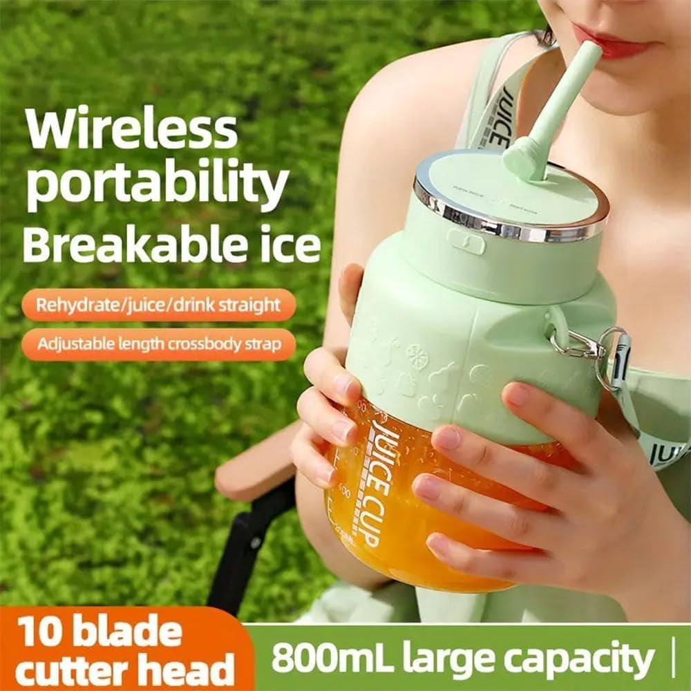 Blendgo 800 Portable Blender (1pc Green) – 28oz Cup with Lid/Straw/Shoulder Strap, Type-C USB Rechargeable BPA-Free for Shakes/Smoothies (Gym/Travel/Kitchen)​