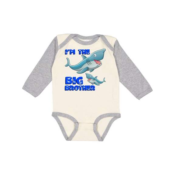 Inktastic I'm The Big Brother Shark Boys Long Sleeve Baby Bodysuit