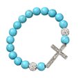 thumbnail image 4 of Stretchable Elastic Turquoise Stone Crucifix 10mm Beads Hand Chain Spiritual Jewelry For Daily Outfits, 4 of 8