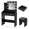 thumbnail image 4 of Vanity Desk with Lights, Makeup Table with Mirror, 3 Light Modes, 2 Drawers, Stool, and Built-in Outlet for Bedroom, 4 of 8