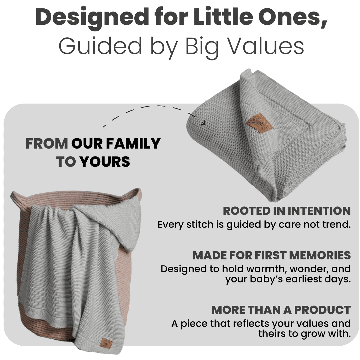 Little Dedi 100% Organic Cotton Baby Knitted Blanket with Gift Box - Soft Toddler, Crib, Stroller Blanket - Neutral Swaddle and Receiving Blanket for Newborns, 30"x40", Harbor Mist