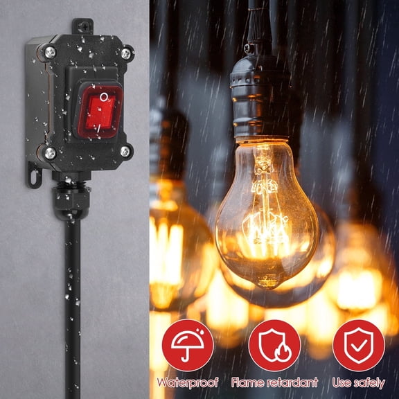 Tmwefusc Inline Cord Switch with 3 Prong Plug Waterproof Extension Cord with Switch for High Power Appliance Outdoor Appliance Equipment