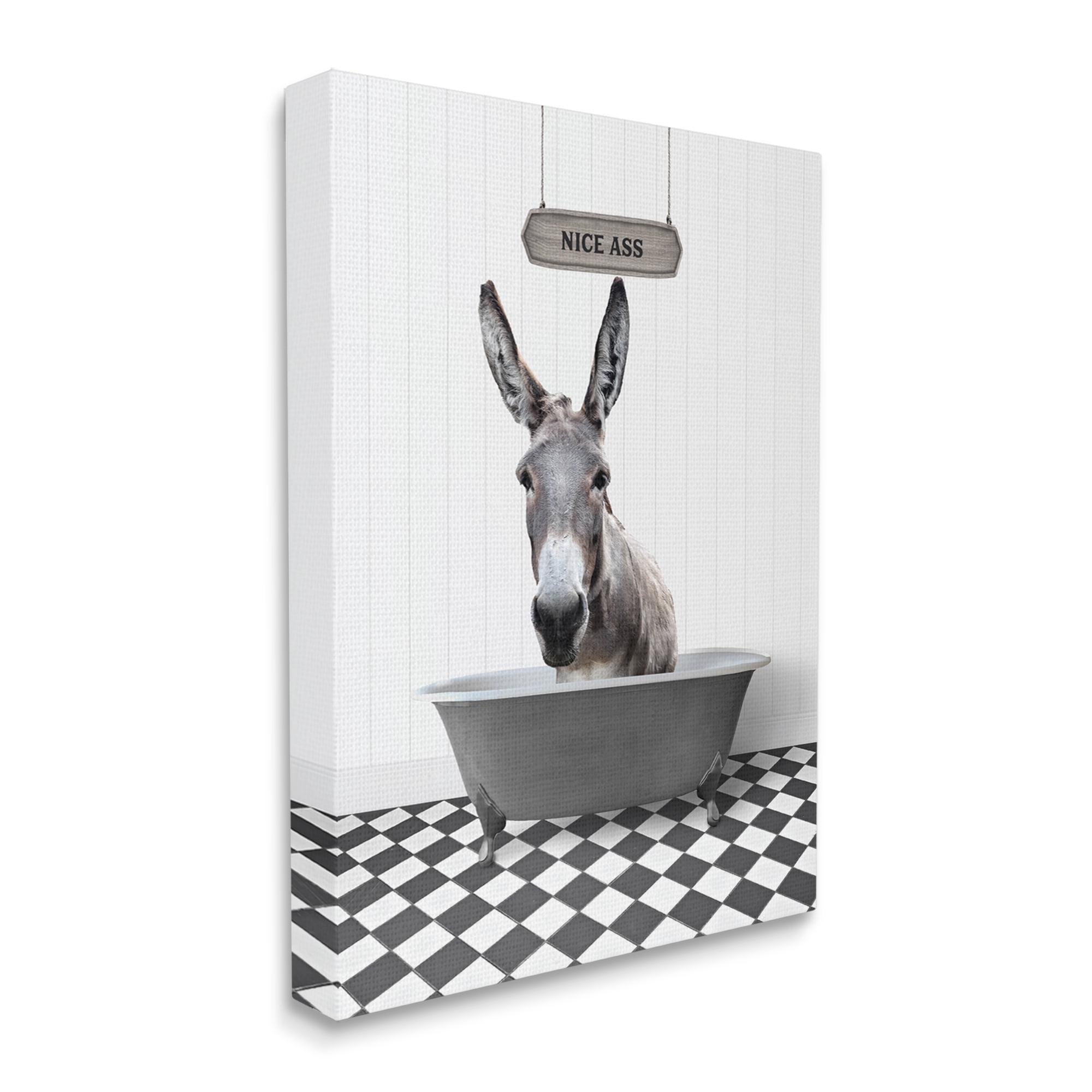 Stupell Industries Nice A** Funny Donkey Animals & Insects Painting Gallery Wrapped Canvas Print Wall Art, 24 x 30