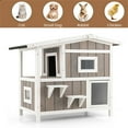 thumbnail image 6 of Pefilos 39" Outdoor Wooden Cat House with Escape Door, 2-Story Feral Cat Shelter Rainproof Outside Kitty Cat Condo, Gray, 6 of 7