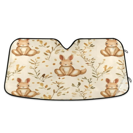 Car Sun Visor 53*23.5Inch Windshield Sun Shield Car Sun Curtain Car Sun Shield Car Sun Insulation Suitable For Most Vehicles Cute Kangaroo