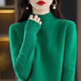 thumbnail image 1 of Pull Femme Automne Hiver Mode Coréenne Chaud Col Mi-Haut Basique Tricoté Manches Longues, 1 of 5