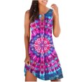 thumbnail image 1 of QIPOPIQ Robes d'Été pour Femmes 2024 Tendance Boho Imprimé Floral Trou de Serrure Col Rond Sans Manches Robes d'Été, 1 of 6
