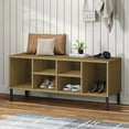 thumbnail image 1 of vidaXL Shoe Rack with Metal Legs Brown 106x35x45 cm Solid Wood OSLO, 1 of 4