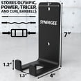 thumbnail image 3 of Synergee 1, 2 or 5 Barbell Holder. Vertical Hanging Barbell Rack. Holds Bars, Curl Bars, Hex Bars, Tricep Bars. Excellent Compact, Vertical Storage. Organization for Home, Commercial, Garage Gyms., 3 of 6