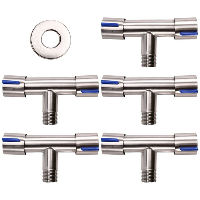 5 Piezas Control Dual 1 en 2 Salida Válvula de Ángulo de Inodoro para Baño Lavadora Grifo de Válvula de Ángulo de Bidé de Agua Dual