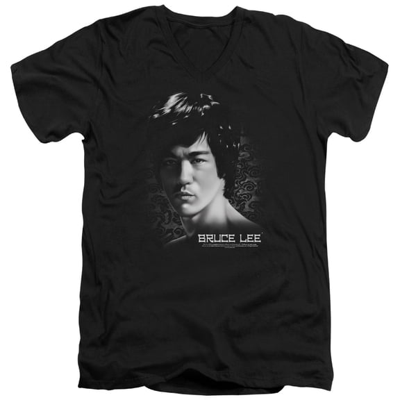 Bruce Lee In Your Face S/S Adult V-Neck T-Shirt Black