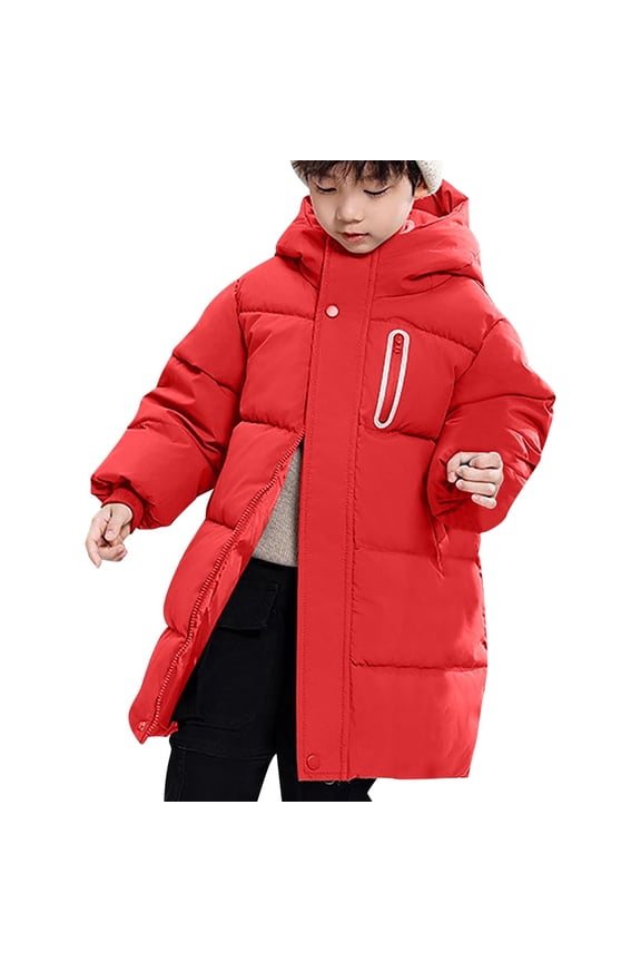 Boys Girls Winter Coats Hooded Outerwear Puffer Jacket Wateproof Warm Long Parka for Kids Quilted Padded Clothing