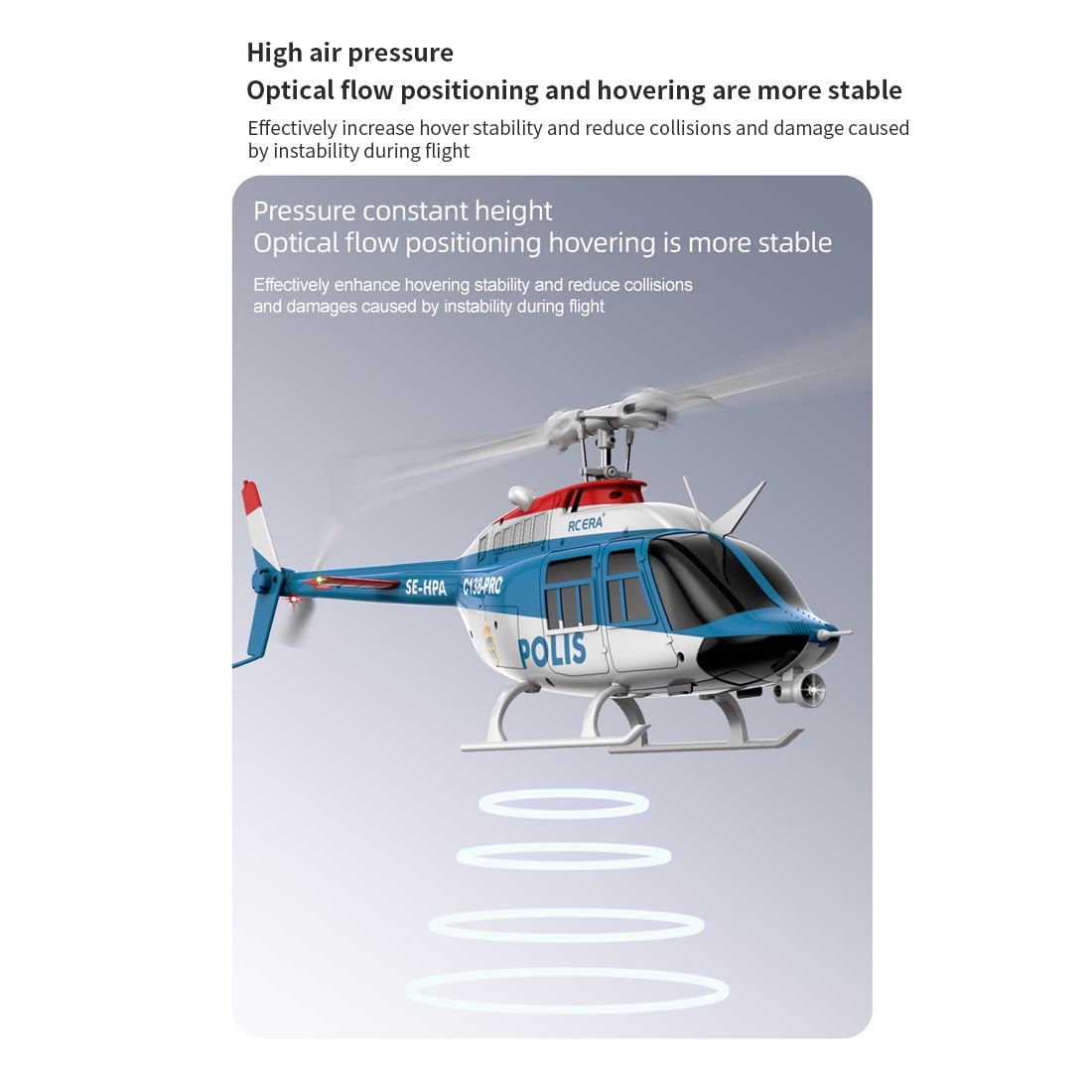 RC ERA C138 PRO Bell 206 RC Helicopter for Adults, 1/33 Scale 6CH Brushless Aileronless Remote Control Helicopter, 3D 6-Axis Gyroscope Stunt RC Aircraft Model with Optical Flow Positioning