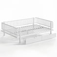 thumbnail image 5 of YIYADO Queen Size Metal Platform Bed, Low Profile Daybed Frame with Storage Drawers, Upgraded Round-Pipe Safety Structure, No Box Spring Needed, Modern White Bed for Bedroom Apartment Guest Room, 5 of 6