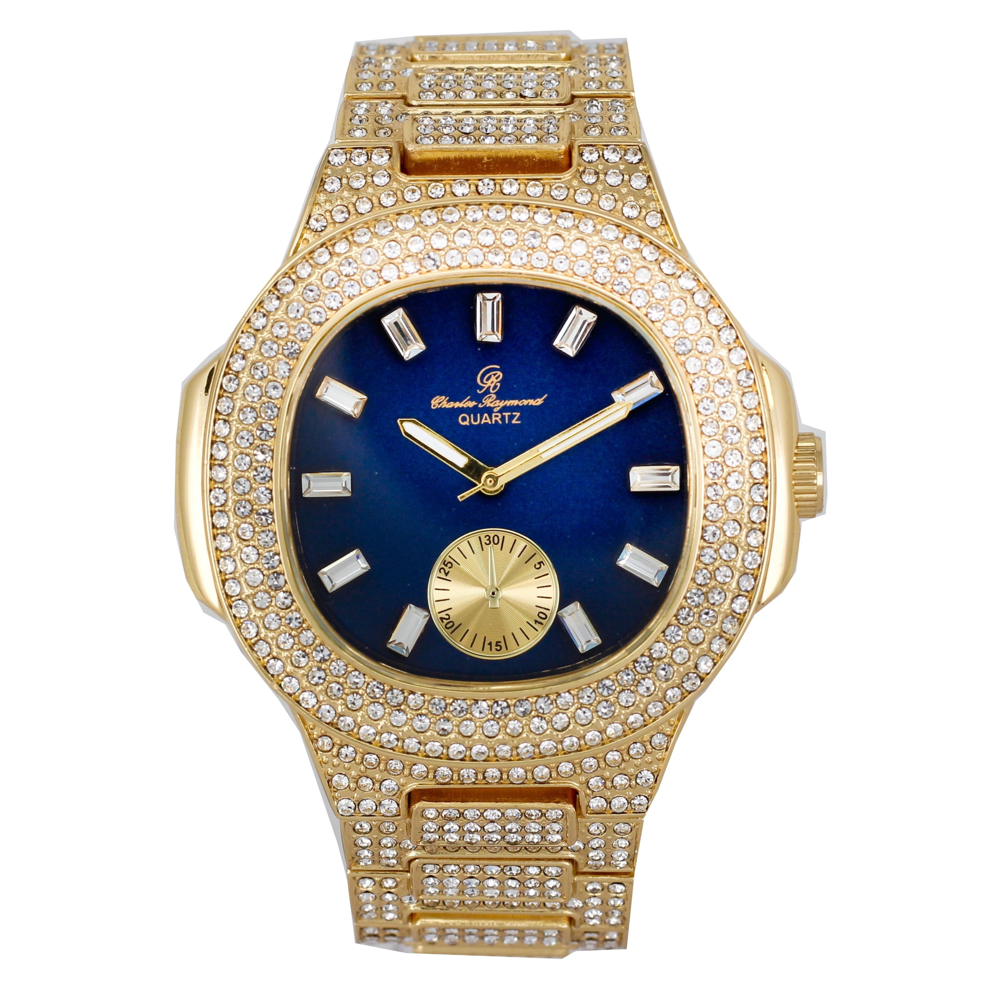 Charles Raymond Bigger is Better Oversized Diamonds or Baguette Diamonds for The Luxurious King. Your Style!! Your Choice!! - Bling-ed Out Oblong Metal Mens Watch