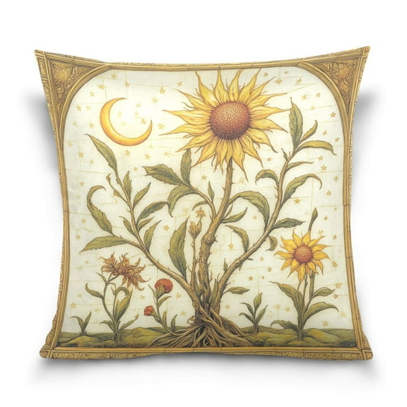 Sunflower 16x16 Inch Plush Velvet Pillowcase Double Sided Print, Hidden Zipper