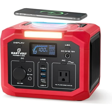 Eastvolt Portable Power Station 350W (500W Surge), 299.5Wh/83200mAh Lithium-Ion Battery with 110V AC Outlet, Wireless Charger, Solar Generator for Emergencies Home and Outdoor Camping