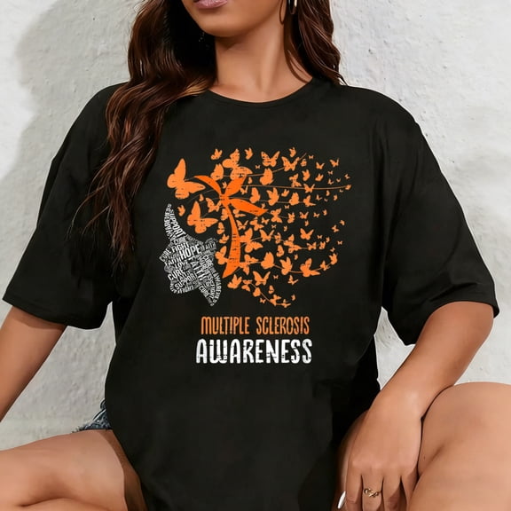 100% Cotton Unisex Multiple Sclerosis Awareness MS Awareness Butterfly Womens T-Shirt