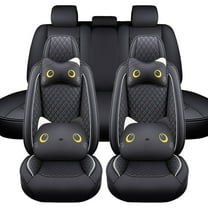 Maidao Car Seat Covers Leather Full Set for Cadillac for CT5 2020-Present 5 Seats Compatible Airbag Water Resistant Front Rear Cushion Protector with Headrest Black