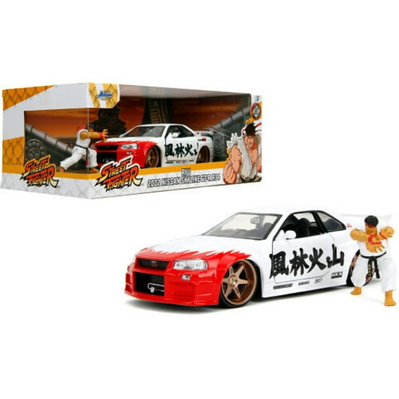 Jada Toys - 1:24 Street Fighter 2002 Nissan Skyline GT-R R-34 Die-Cast Car & 2.75" Ryu Figure