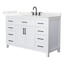 Beckett 54" White Single Vanity & Giotto Quartz Top (3-Hole) & Black Trim