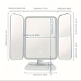 thumbnail image 7 of Rechargeable 78-LED Tri-Fold Cosmetic Mirror, 3 Color Lights, 1x/2x/3x Magnification, Touch Control, Dual Power Supply, Pink Beauty Mirror for Women Gift, 7 of 7