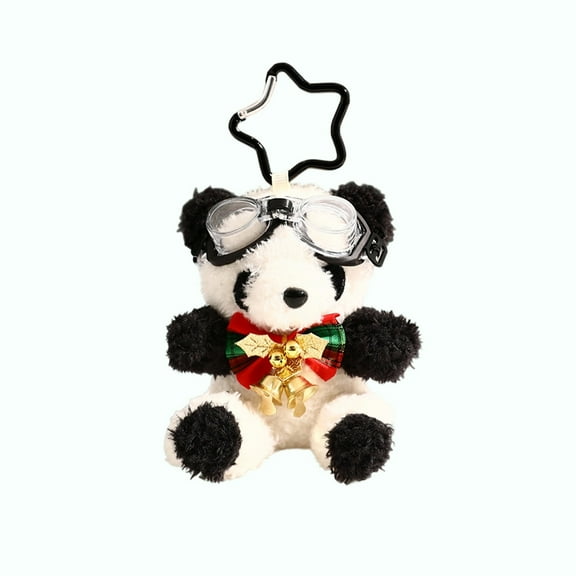 A Soft Velvet Christmas Teddy Bear Keychain For Car Or Bag Decoration With Sturdy Metal Hanging Ring