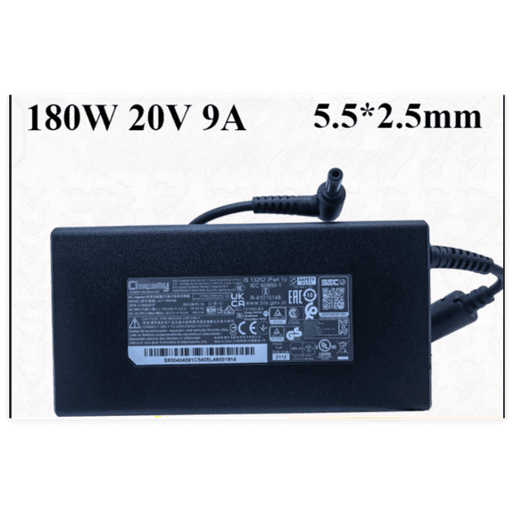 20V 9A 180W Charger for MSI GF65 Thin 10UE-268 10UE-091 5.5*2.5mm Laptop AC Adapter