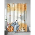 thumbnail image 5 of Fall Shower Curtain Blue Pumpkin Leaves Shower Curtains for Bathroom Thanksgiving Decor, Waterproof Polyester Shower Curtain Set with Hooks, Standard Size 72" x 72" Orange White Vintage, 5 of 6