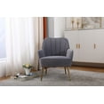 thumbnail image 2 of Modern Velvet Accent Chair, Single Sofa Armchair with with Back and Golden Metal Legs, Upholstered Reading Chair for Living Room, Bedroom, Office, Grey, 2 of 9