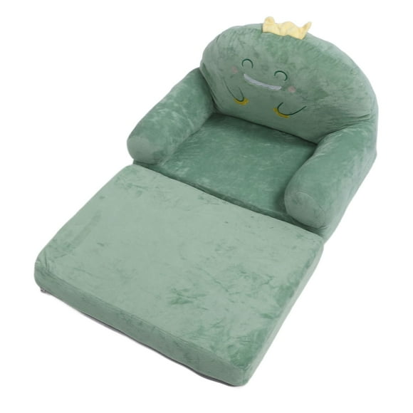 Cartoon Green Dinosaur Foldable Toddler Chair With Wide Handle, Soft Breathable Kids Sofa For Reading, Relaxing, Sleeping