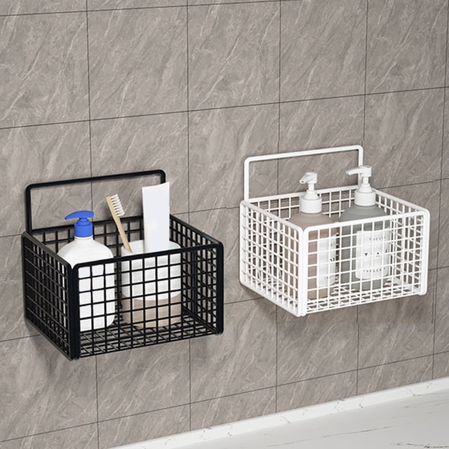 Fiudx Cesta de Pared Metálica, Solución de Almacenamiento Multifuncional, Diseño de Estructura de Hierro, Organizador de Cocina Que Ahorra Espacio, Soporte para Artículos de Tocador de Baño, Fácil de