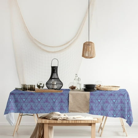 

ArtVerse Full Color Hand Drawn Triangles Rectangle Tablecloth - 58 x 102 Purple & Teal