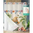 thumbnail image 2 of No Hook Shower Curtain with Snap-in Liner, Ocean Gnomes Waterproof Fabric Bathroom Curtains, Coastal Shell Palm Leaf Shell Starfish Bath Curtains & Mesh Top Window Standard 72''x72'', 2 of 6