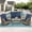 Brown Wicker/Navy Cushions, variant on MEETWARM 5 Stainless Steel Washable Outdoor Conversation Sets with Glider and Table, Brown/Navy