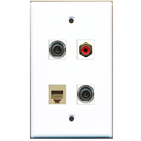 RiteAV - 1 Port RCA Red 1 Port Phone RJ11 RJ12 Beige 2 Port 3.5mm Wall Plate
