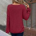 thumbnail image 5 of Trendy Tops For Women 2025 Solid Color Long Sleeved Knitted Hollow Out Crew-neck Wine Outfits Workout Clothes, 5 of 8
