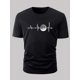 thumbnail image 3 of Men's ECG & Moon Print Cotton T-Shirt - Casual, Breathable Crew Neck Tee for Casual Attire, 3 of 6